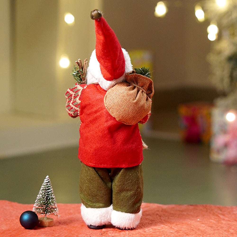 12 inches Maroon & Olive Pants Santa Christmas Home & Table Décor