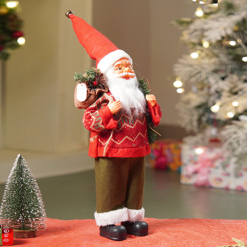 17.5 inches Maroon & Olive Pants Santa Christmas Home & Table Décor