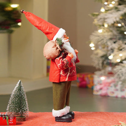 17.5 inches Maroon & Olive Pants Santa Christmas Home & Table Décor