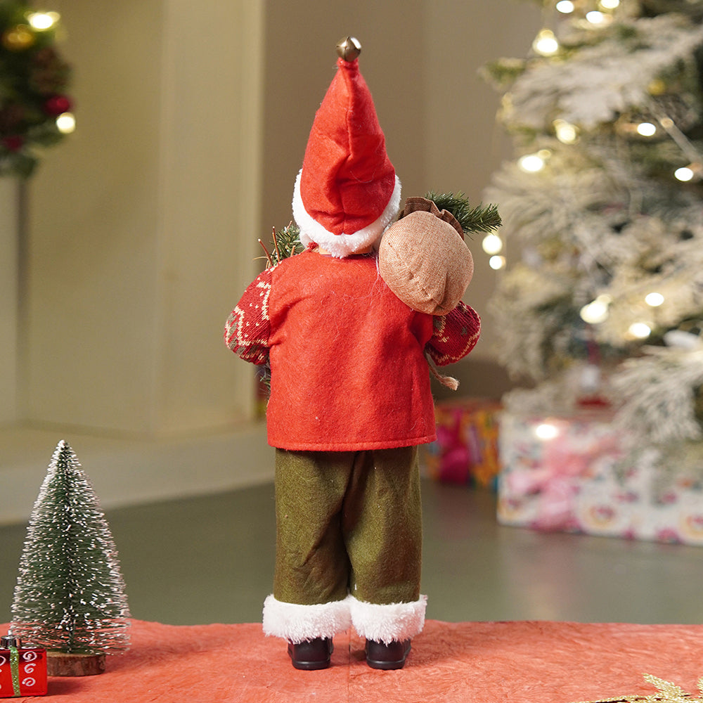 17.5 inches Maroon & Olive Pants Santa Christmas Home & Table Décor