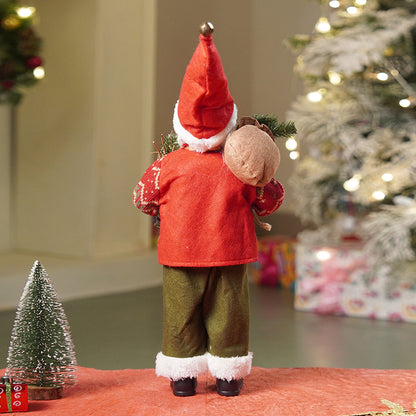 17.5 inches Maroon & Olive Pants Santa Christmas Home & Table Décor