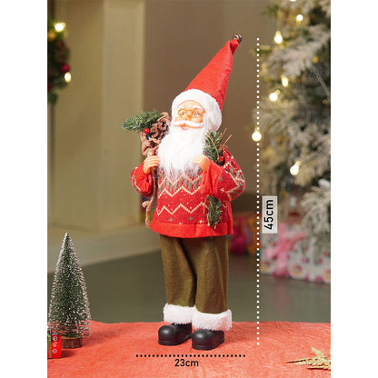 17.5 inches Maroon & Olive Pants Santa Christmas Home & Table Décor