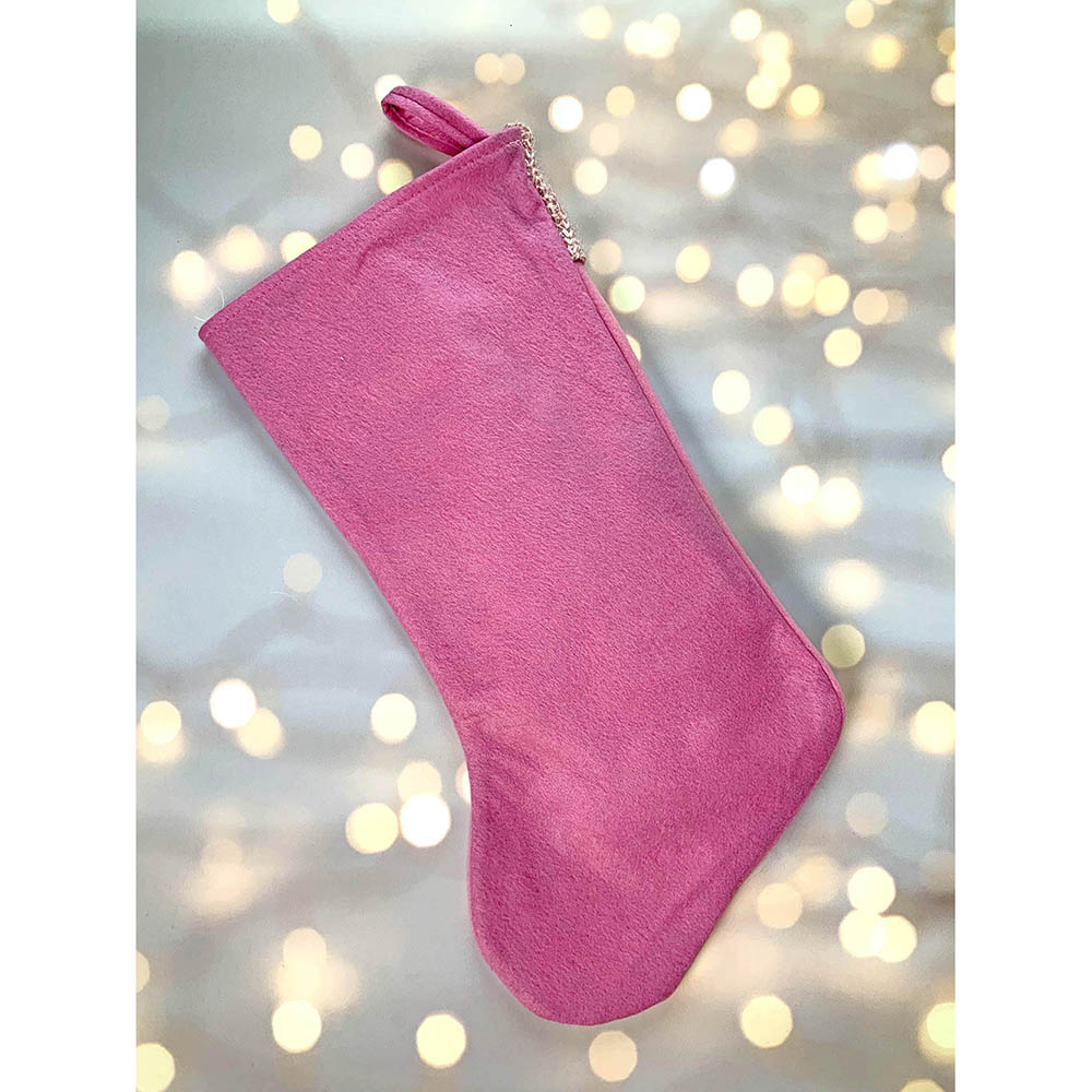 Pink Beard Gnome Christmas Stocking, 16 inches