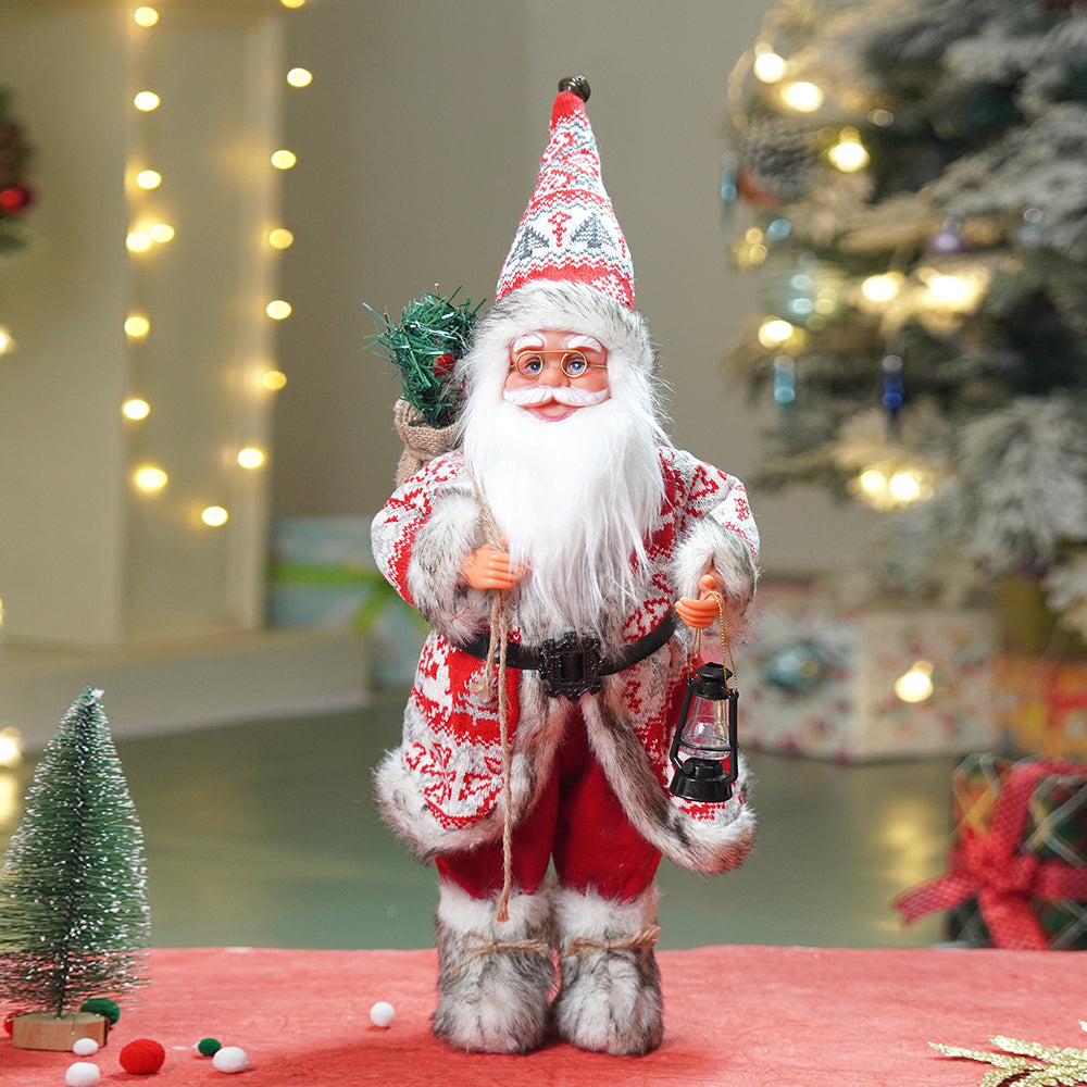 12 inches Red & White Snowflakes Santa , Christmas Home and Table Décor