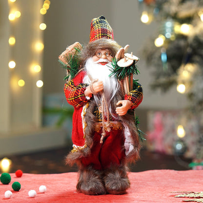 12 inches Red Checks Santa , Christmas Home and Table Décor