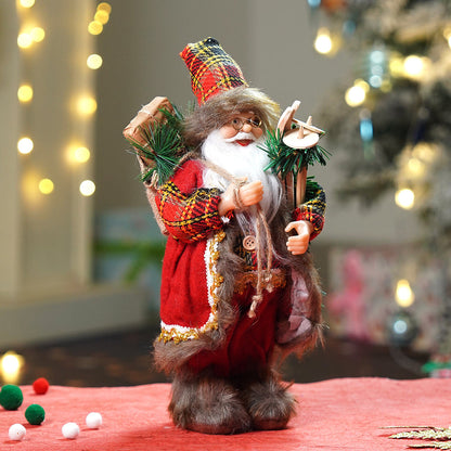 12 inches Red Checks Santa , Christmas Home and Table Décor