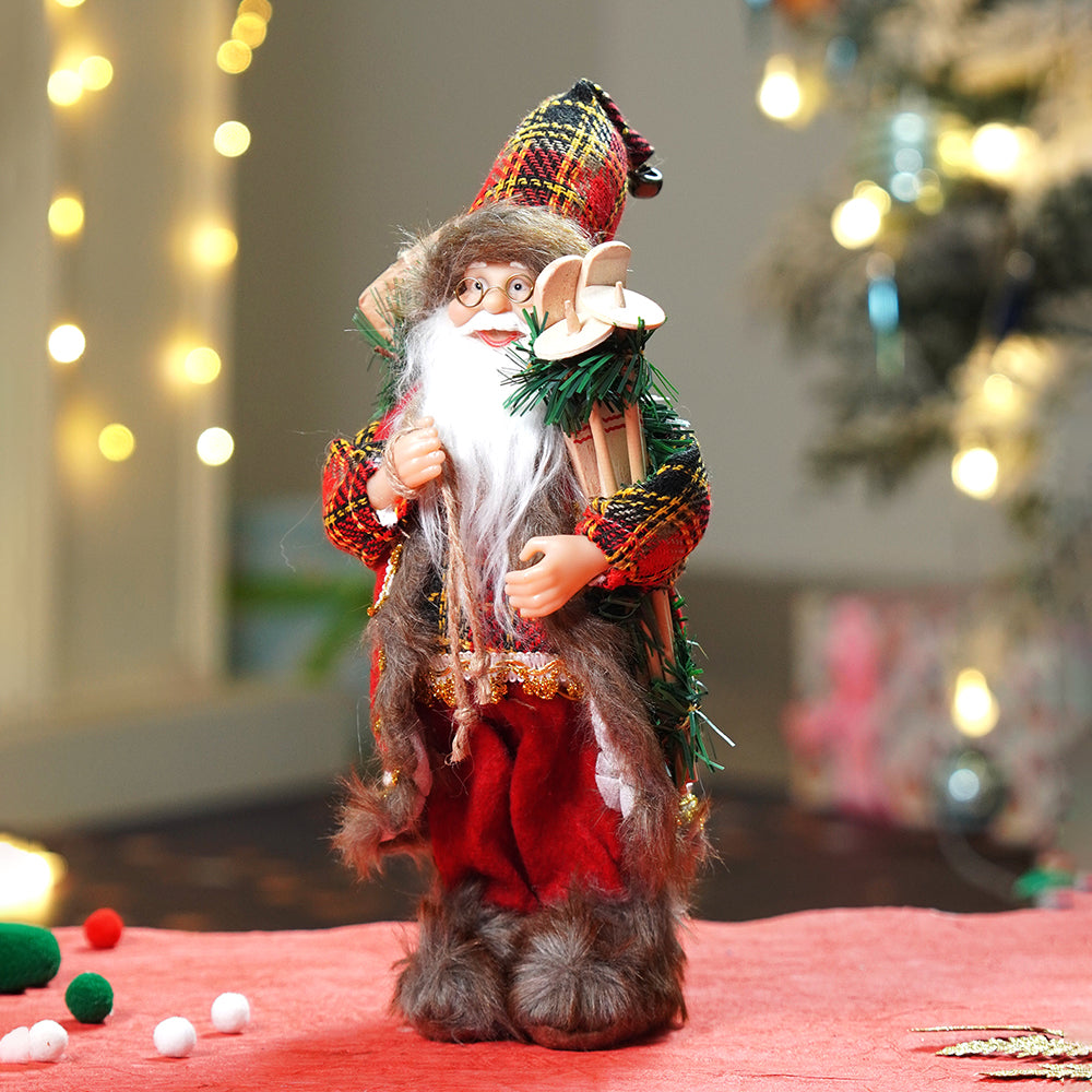 12 inches Red Checks Santa , Christmas Home and Table Décor