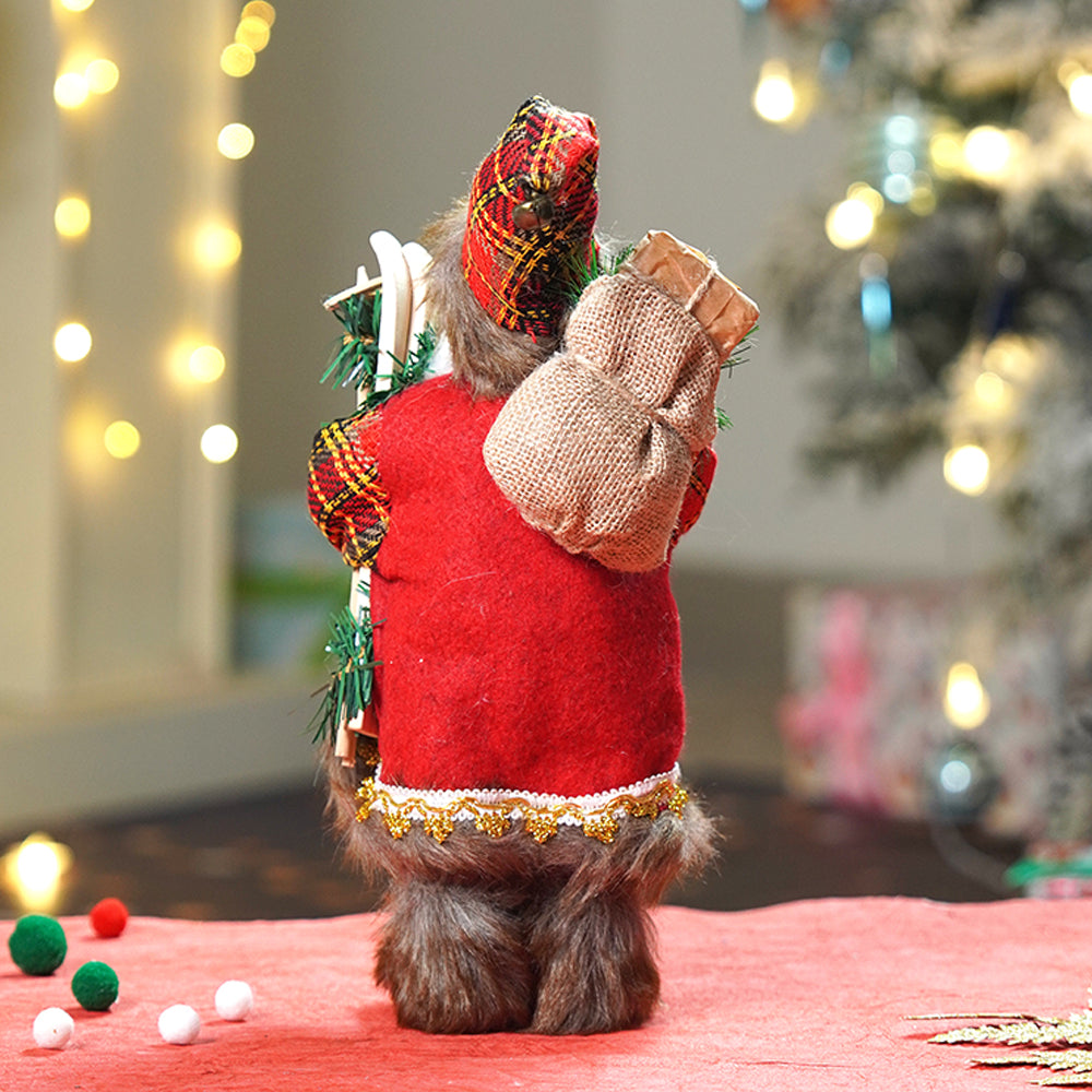 12 inches Red Checks Santa , Christmas Home and Table Décor