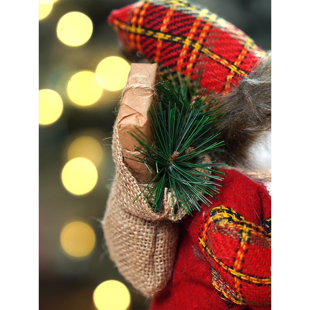 12 inches Red Checks Santa , Christmas Home and Table Décor