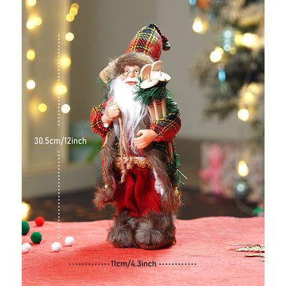 12 inches Red Checks Santa , Christmas Home and Table Décor