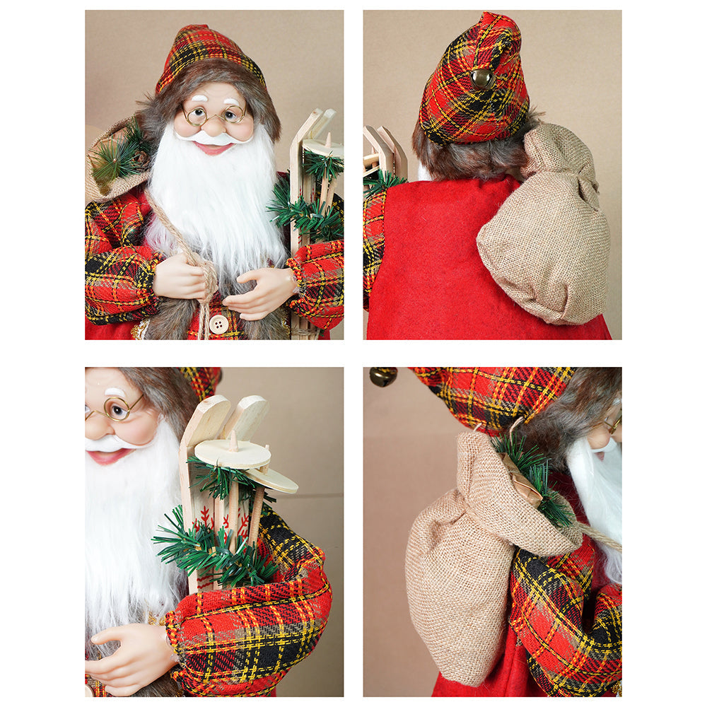 24 inches/2feet Red Checks Santa ,Christmas Home and Table Décor