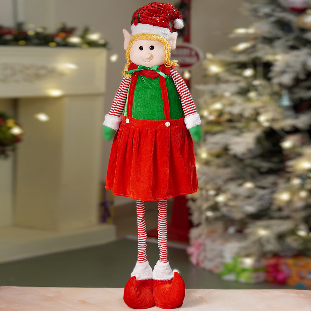 3.5 feet Red Dungary Naughty Elf Christmas Table & Home Décor
