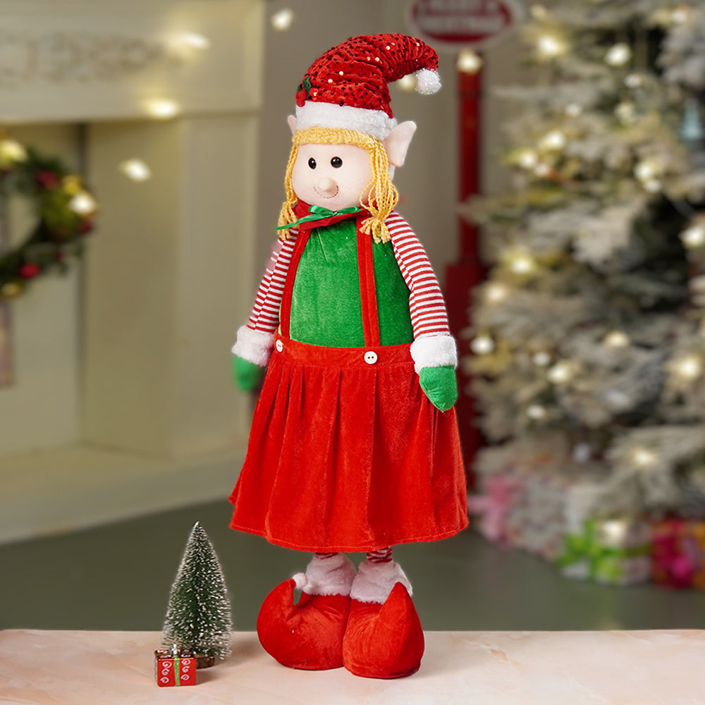 3.5 feet Red Dungary Naughty Elf Christmas Table & Home Décor