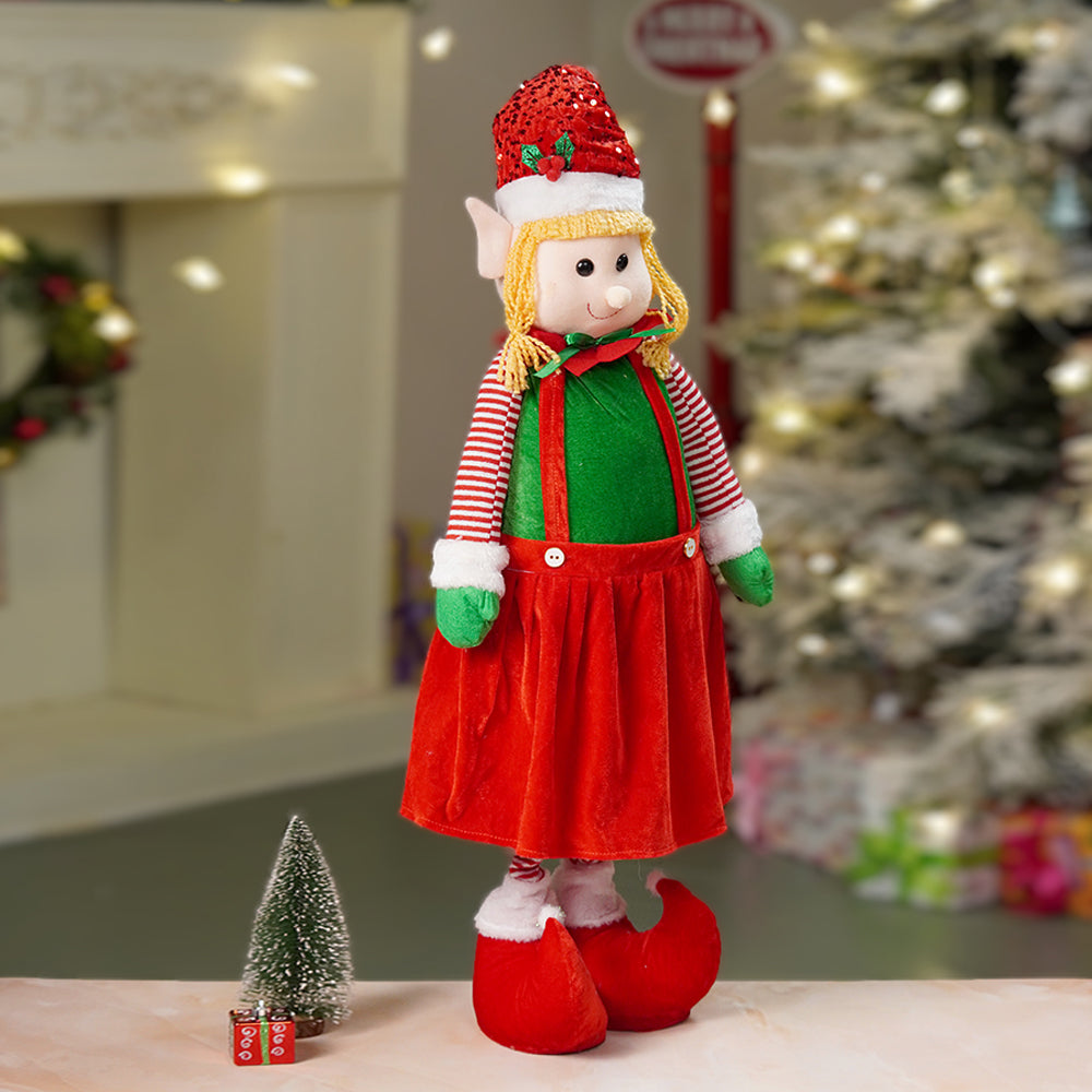 3.5 feet Red Dungary Naughty Elf Christmas Table & Home Décor