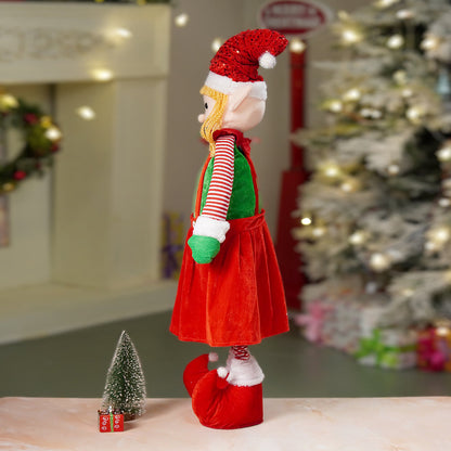 3.5 feet Red Dungary Naughty Elf Christmas Table & Home Décor