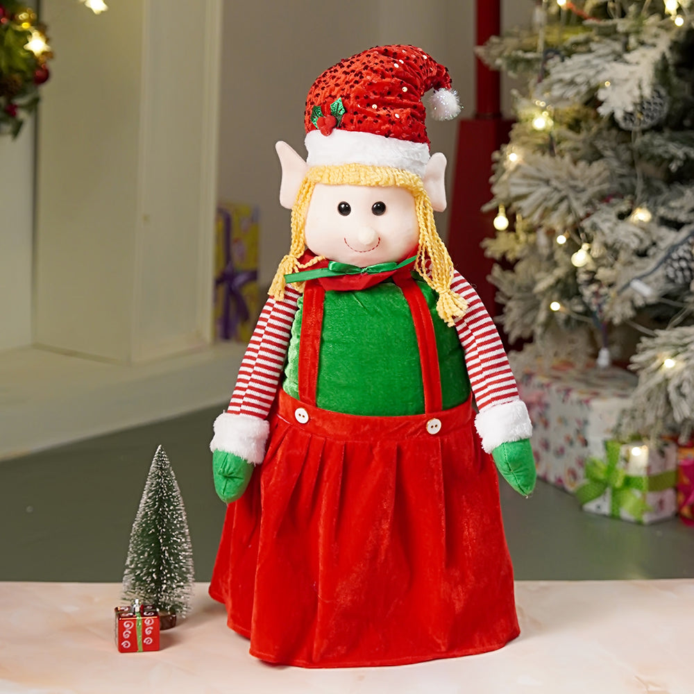 3.5 feet Red Dungary Naughty Elf Christmas Table & Home Décor