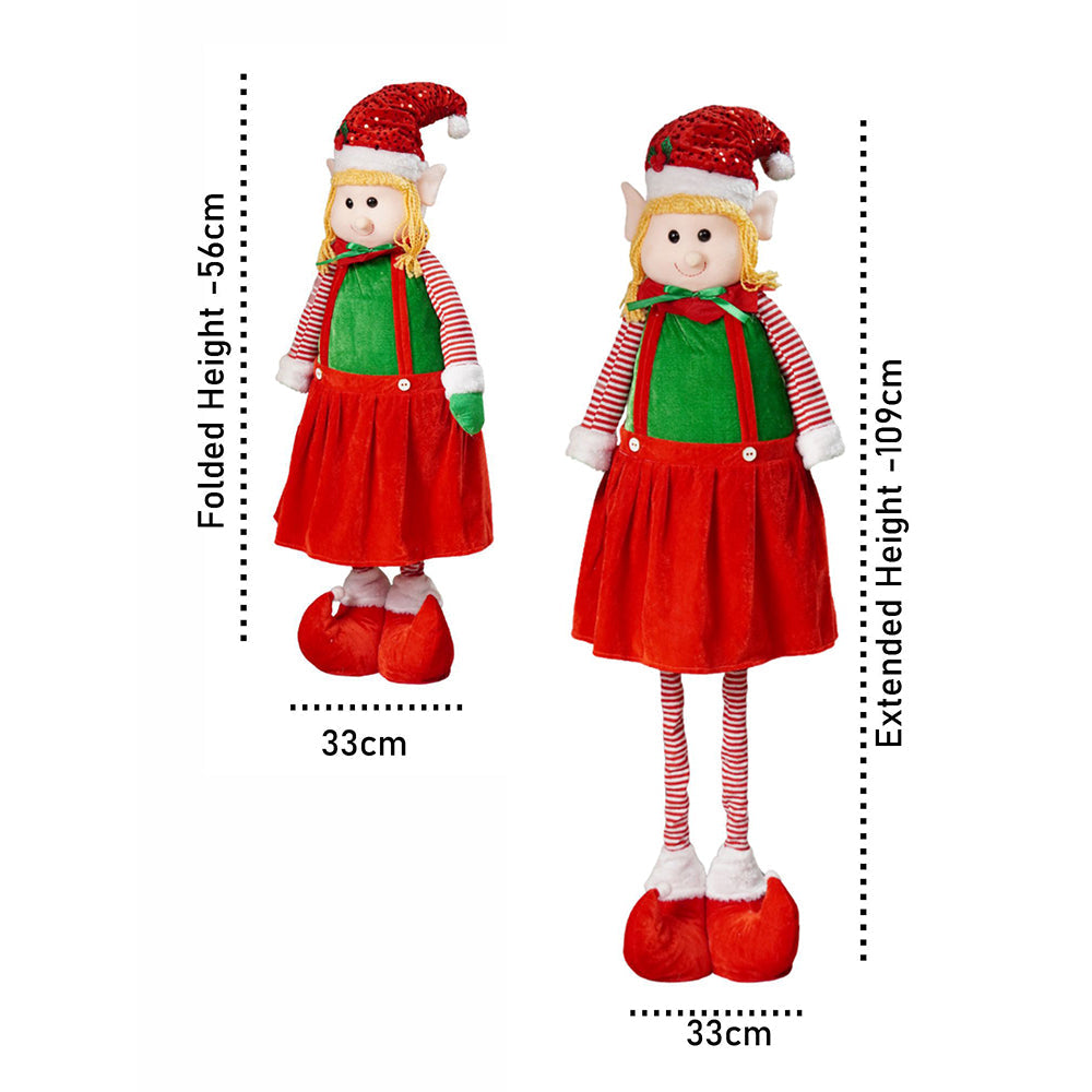 3.5 feet Red Dungary Naughty Elf Christmas Table & Home Décor