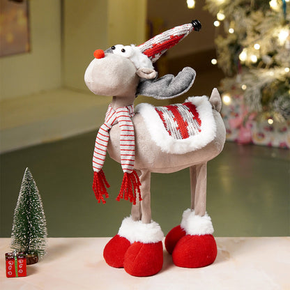 18 inches Grey & Red standing Reindeer Christmas Table & Home Décor
