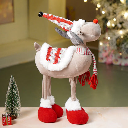 18 inches Grey & Red standing Reindeer Christmas Table & Home Décor