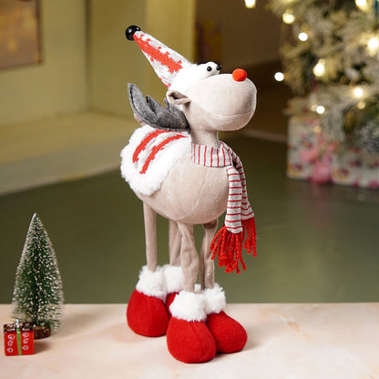 18 inches Grey & Red standing Reindeer Christmas Table & Home Décor
