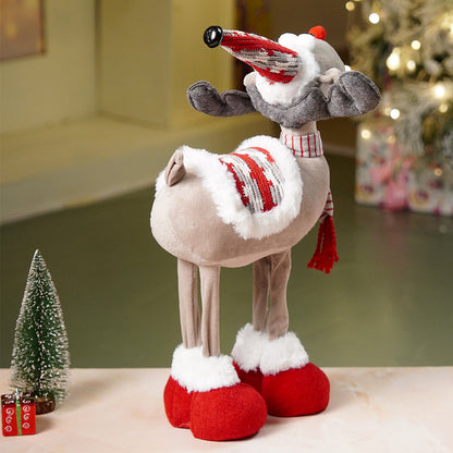 18 inches Grey & Red standing Reindeer Christmas Table & Home Décor