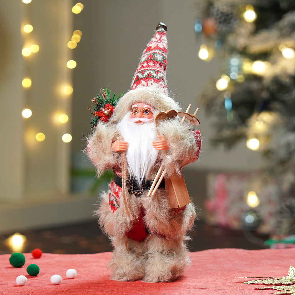 12 inches Red & Olive Snowflakes Santa , Christmas Home and Table Décor