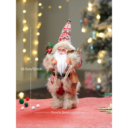 12 inches Red & Olive Snowflakes Santa , Christmas Home and Table Décor