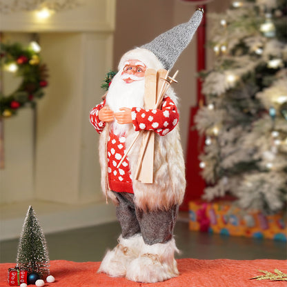 24 inches/2feet Red Polka Dot Cardigan Santa, Christmas Home and Table Décor