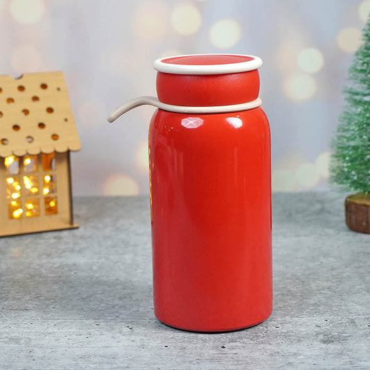 Red Christmas sticker themed Stainless Steel Thermos Bottle with Strainer,400ml
