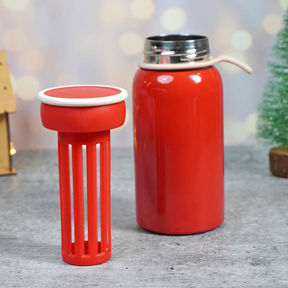 Red Christmas sticker themed Stainless Steel Thermos Bottle with Strainer,400ml