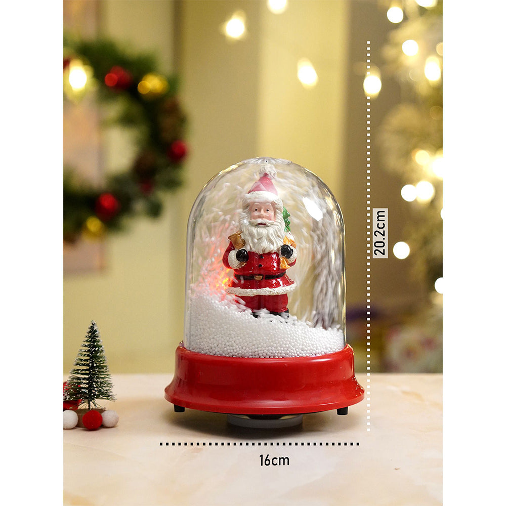 Lucky Sack& Bell Santa , Musical Snow Globe Dome Christmas Décor and Decoration.