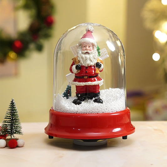 Lucky Sack& Bell Santa , Musical Snow Globe Dome Christmas Décor and Decoration.