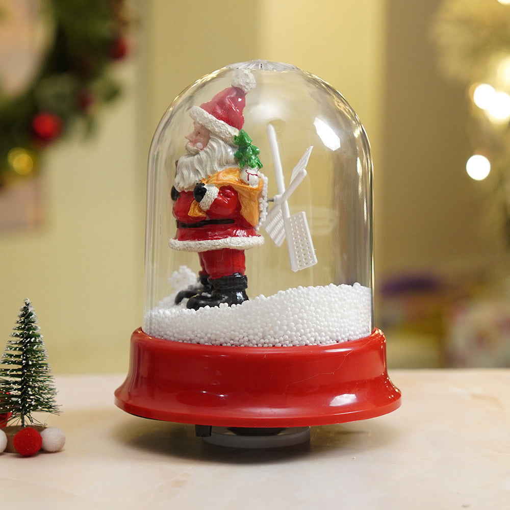 Lucky Sack& Bell Santa , Musical Snow Globe Dome Christmas Décor and Decoration.