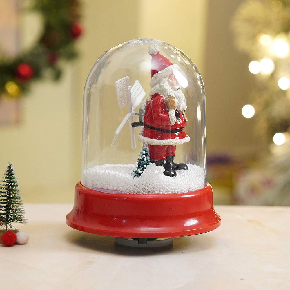 Lucky Sack& Bell Santa , Musical Snow Globe Dome Christmas Décor and Decoration.