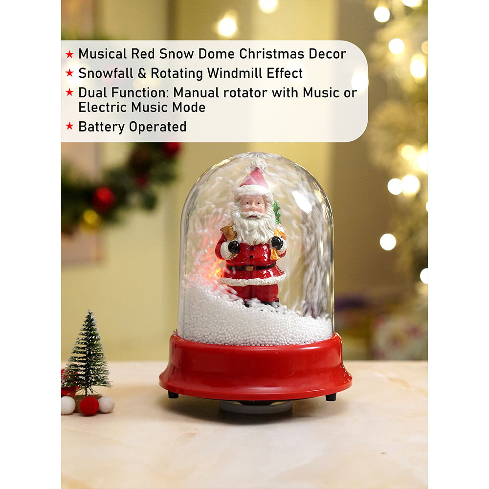 Lucky Sack& Bell Santa , Musical Snow Globe Dome Christmas Décor and Decoration.