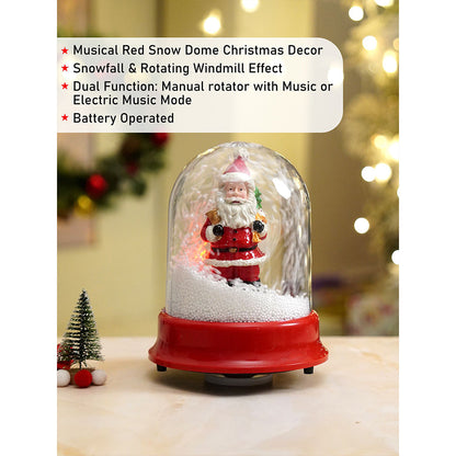 Lucky Sack& Bell Santa , Musical Snow Globe Dome Christmas Décor and Decoration.