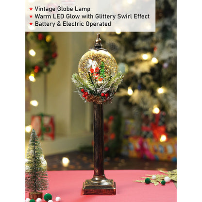 Green sack Santa Globe lamp style , Glitter water with lights christmas home and table décor