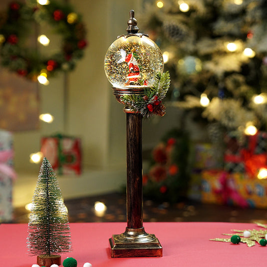 Green sack Santa Globe lamp style , Glitter water with lights christmas home and table décor