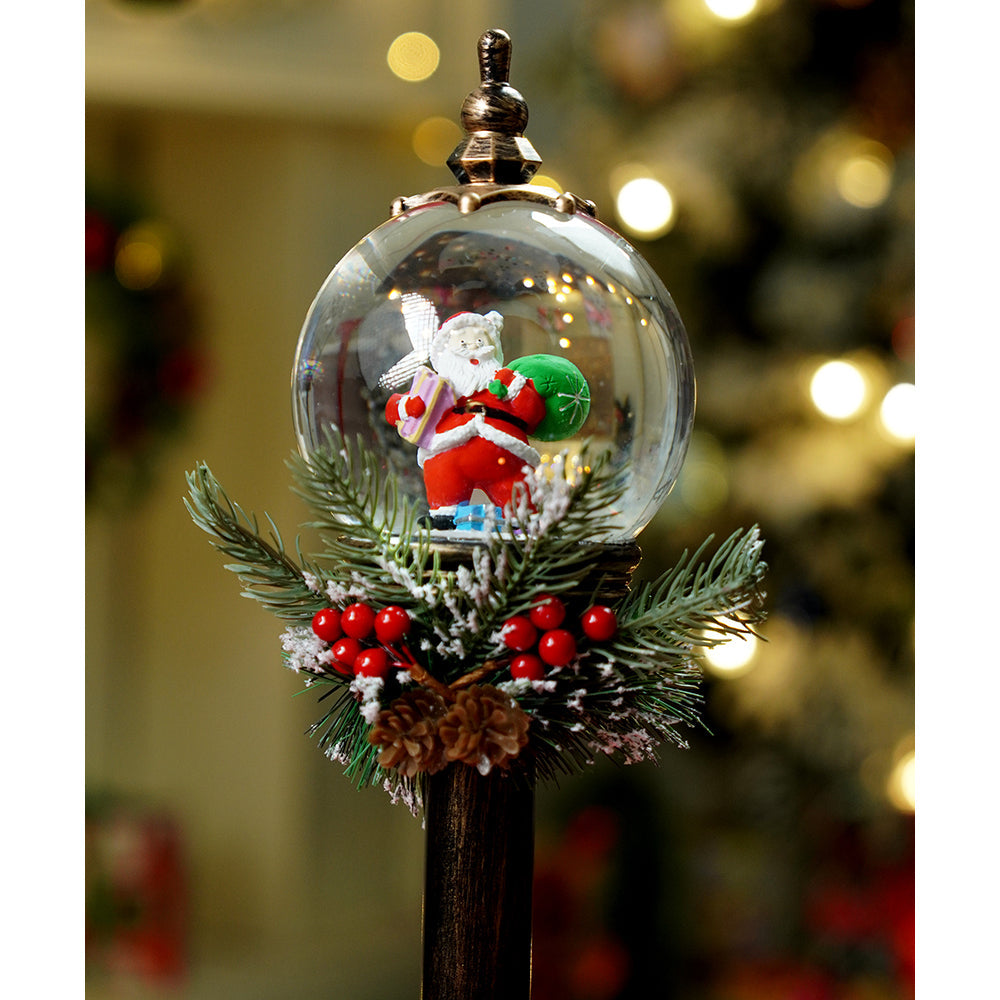 Green sack Santa Globe lamp style , Glitter water with lights christmas home and table décor