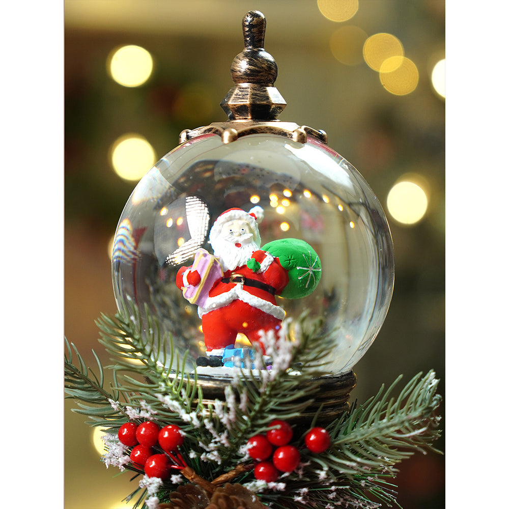 Green sack Santa Globe lamp style , Glitter water with lights christmas home and table décor
