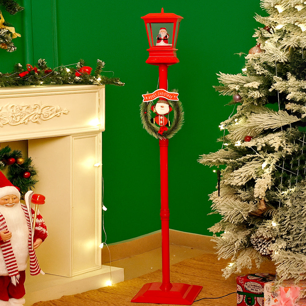 4.8 feet Santa with Gift Box Snowfall Lamp Post Christmas Decor