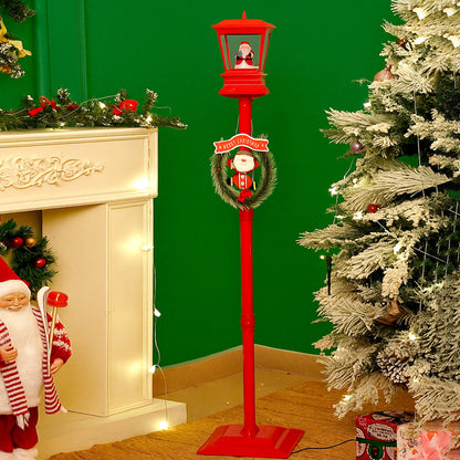 4.8 feet Santa with Gift Box Snowfall Lamp Post Christmas Decor