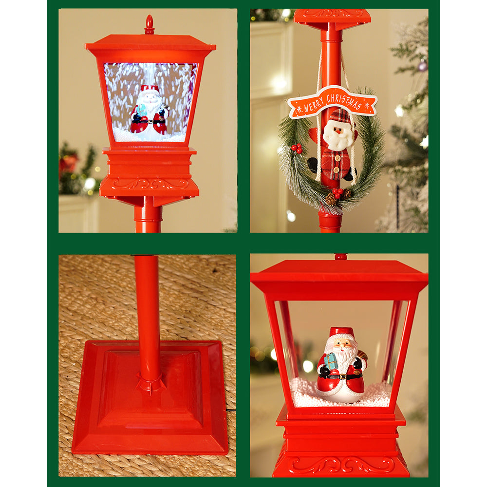 4.8 feet Santa with Gift Box Snowfall Lamp Post Christmas Decor