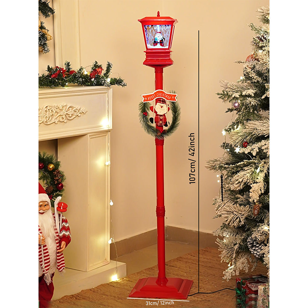 4.8 feet Santa with Gift Box Snowfall Lamp Post Christmas Decor