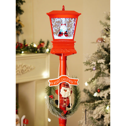4.8 feet Santa with Gift Box Snowfall Lamp Post Christmas Decor