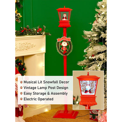 4.8 feet Santa with Gift Box Snowfall Lamp Post Christmas Decor