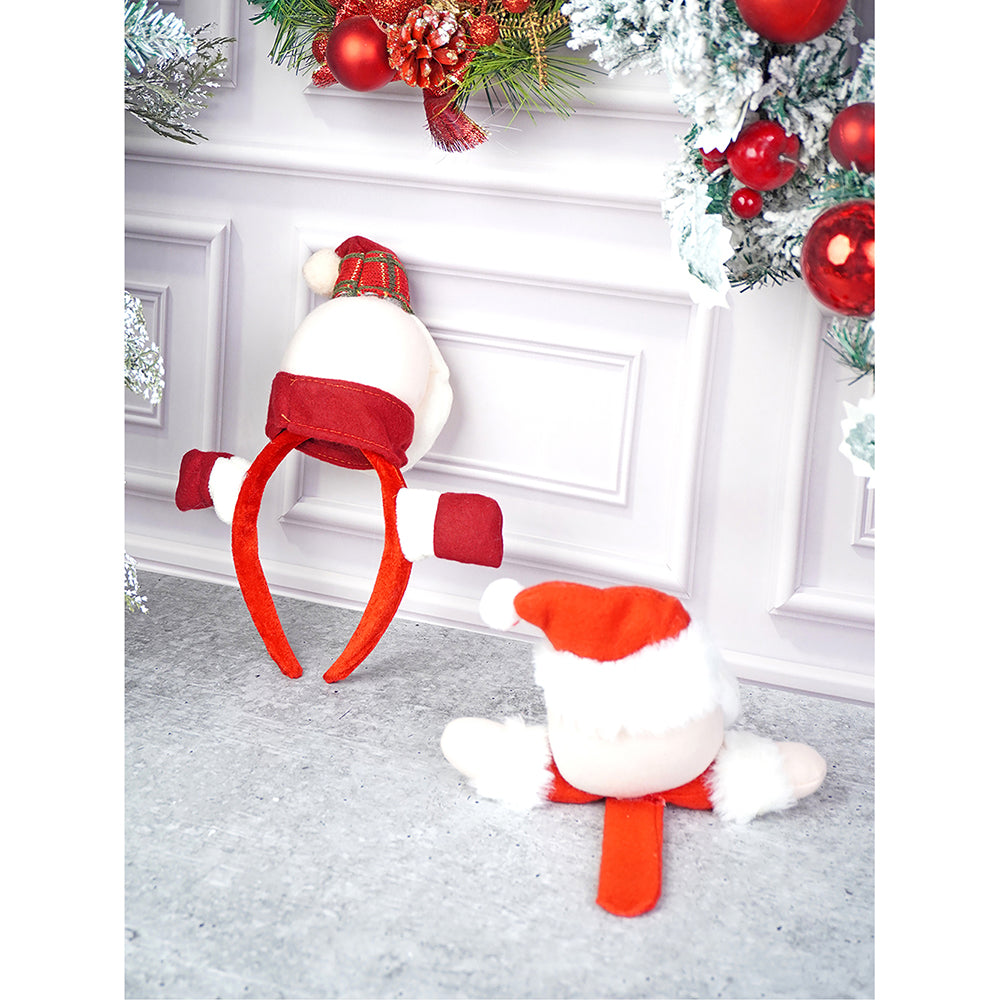 2pcs 3d Santa Christmas Hairband and Snowman Wrist Band Combo set for Kids and Adults (Free Size)