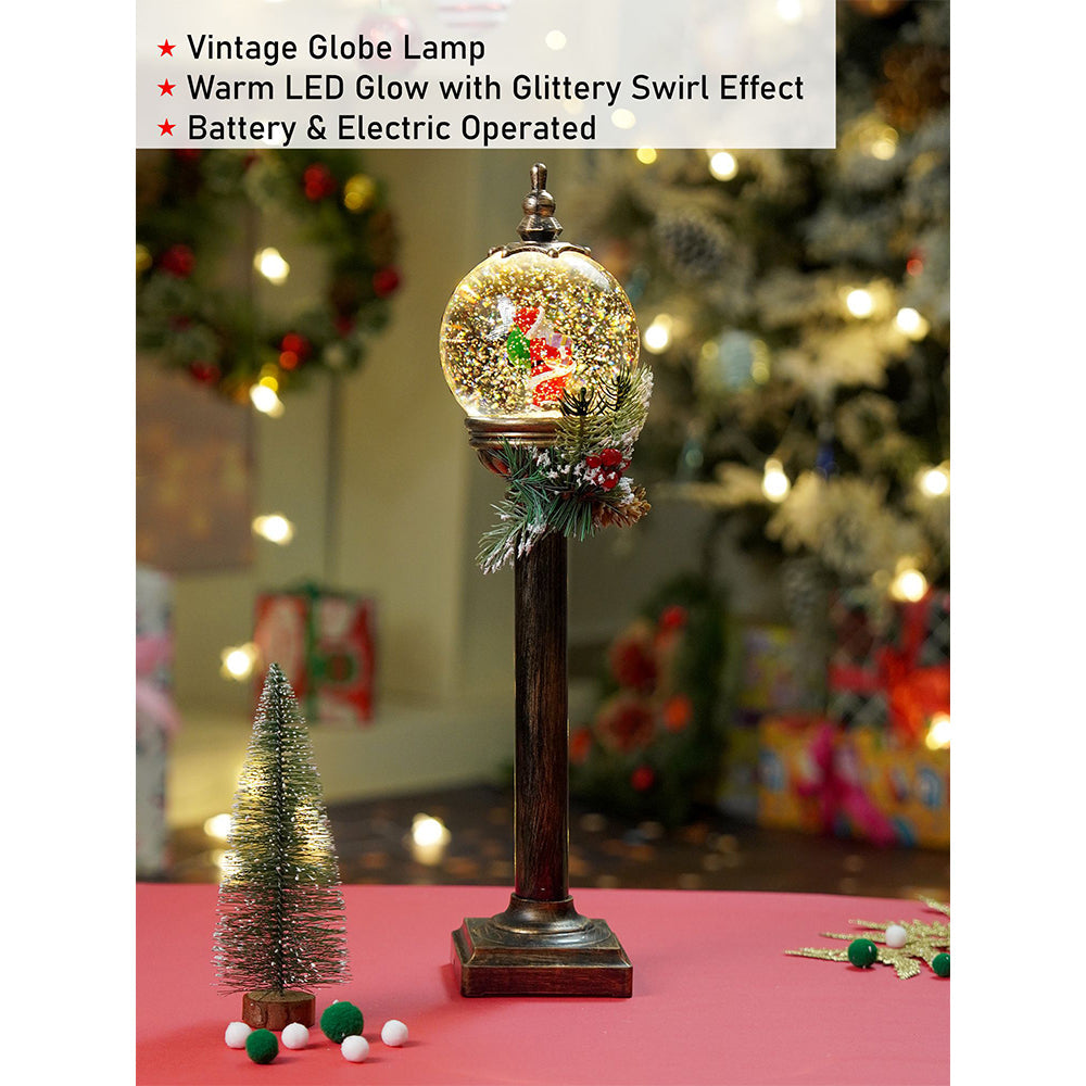 Santa  & child Globe lamp style , Glitter water with lights christmas home and table décor