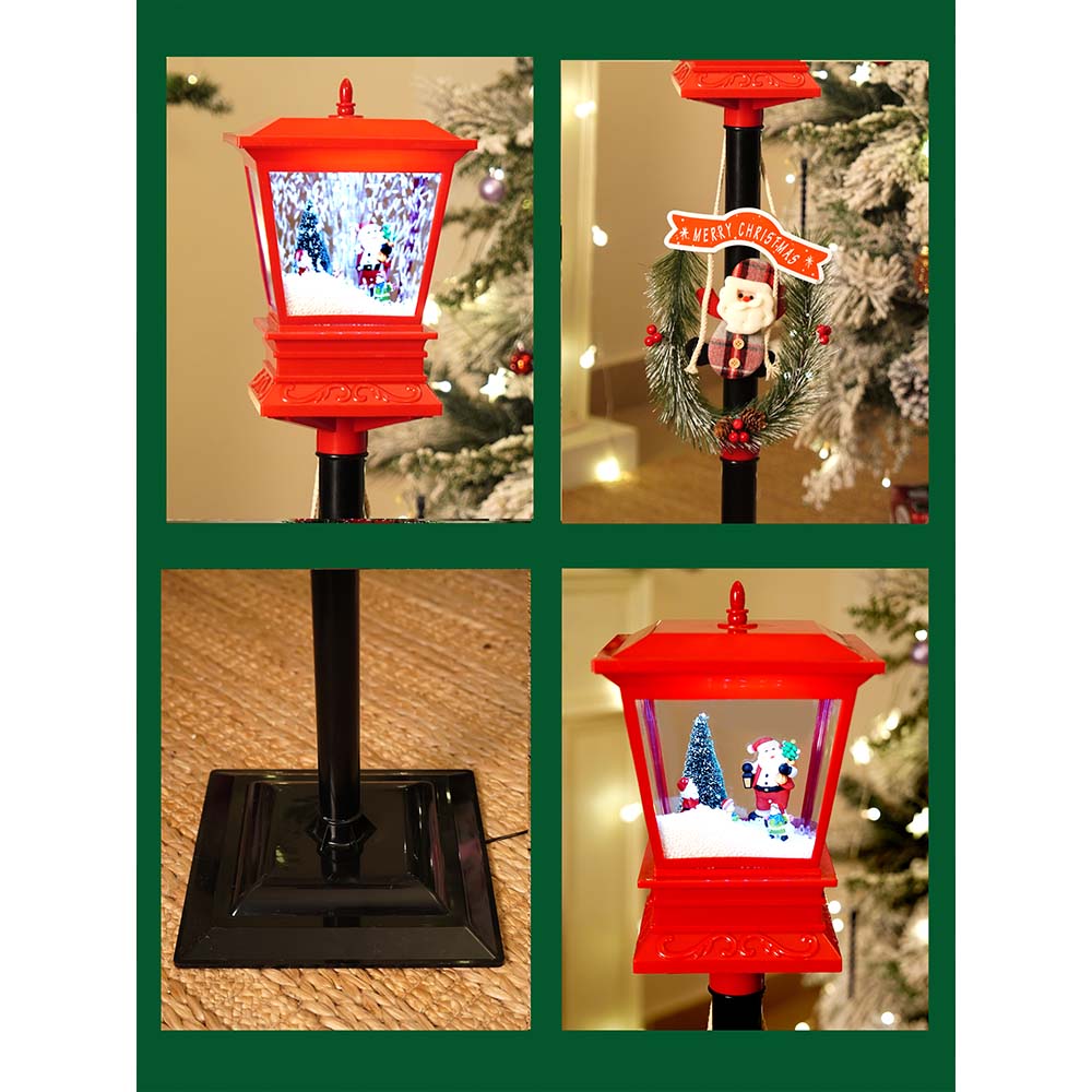 3.5 feet Santa with Kids Snowfall Lamp Post Christmas Decor