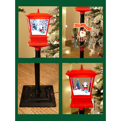 3.5 feet Santa with Kids Snowfall Lamp Post Christmas Decor